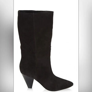 New In Box $600 VERONICA BEARD Blondie Slouchy Suede MID Boots Black  POINTY 8.5